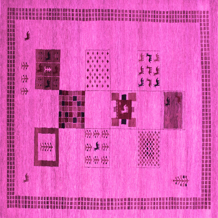 Square Machine Washable Abstract Pink Contemporary Rug, wshcon599pnk