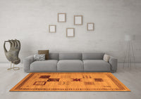 Machine Washable Abstract Orange Contemporary Rug, wshcon599org