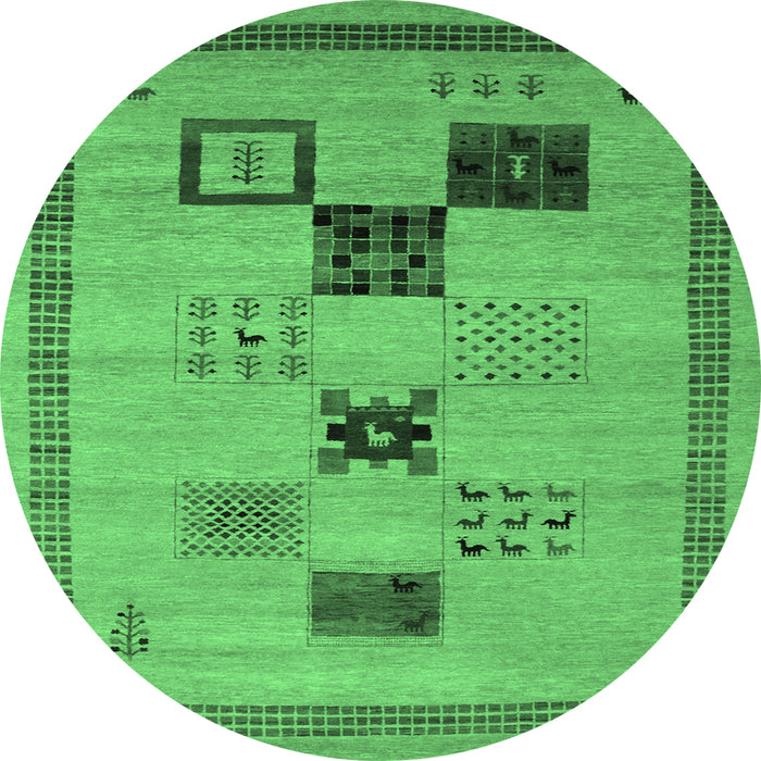 Round Abstract Emerald Green Contemporary Rug, con599emgrn
