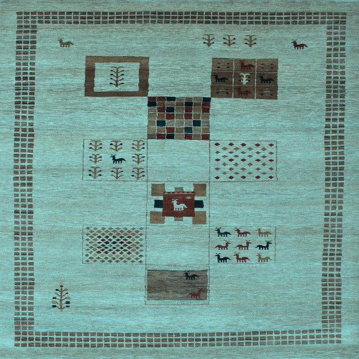 Square Abstract Light Blue Contemporary Rug, con599lblu