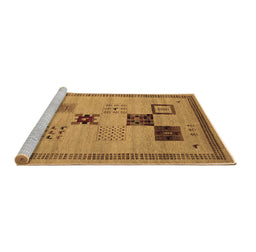 Sideview of Machine Washable Abstract Brown Contemporary Rug, wshcon599brn