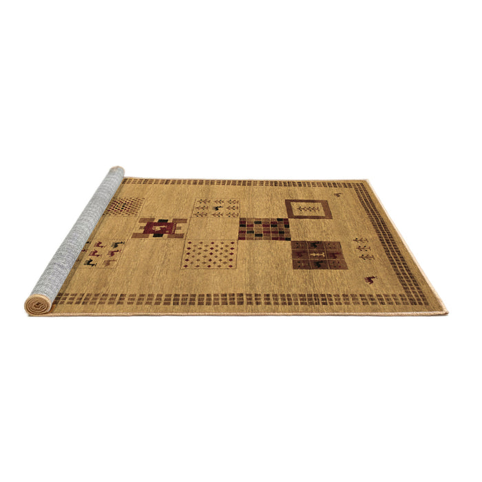 Sideview of Machine Washable Abstract Brown Contemporary Rug, wshcon599brn