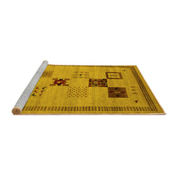 Sideview of Machine Washable Abstract Yellow Contemporary Rug, wshcon599yw