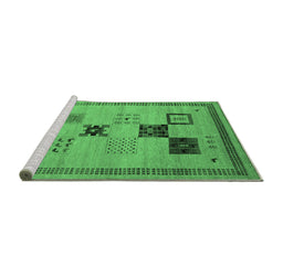 Sideview of Machine Washable Abstract Emerald Green Contemporary Area Rugs, wshcon599emgrn