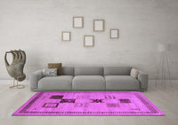 Machine Washable Abstract Purple Contemporary Rug, wshcon599pur