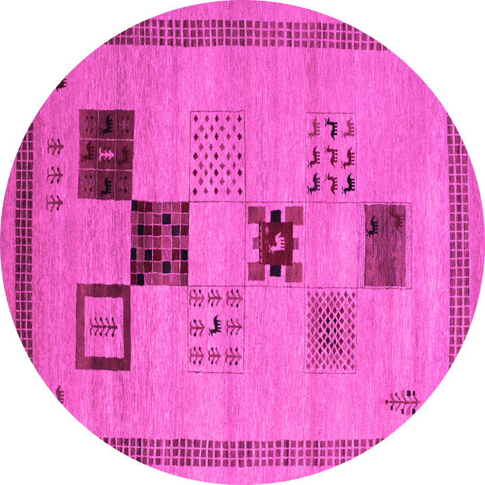 Round Machine Washable Abstract Pink Contemporary Rug, wshcon599pnk