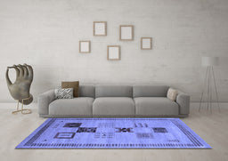 Machine Washable Abstract Blue Contemporary Rug in a Living Room, wshcon599blu
