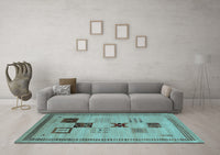 Machine Washable Abstract Light Blue Contemporary Rug, wshcon599lblu