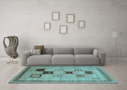 Machine Washable Abstract Light Blue Contemporary Rug in a Living Room, wshcon599lblu