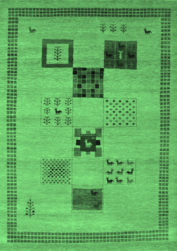 Abstract Emerald Green Contemporary Rug, con599emgrn