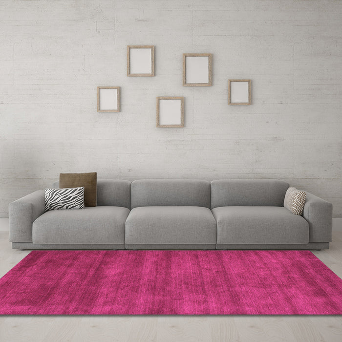 Machine Washable Abstract Pink Contemporary Rug in a Living Room, wshcon59pnk