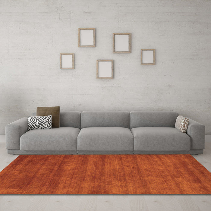 Machine Washable Abstract Orange Contemporary Area Rugs in a Living Room, wshcon59org