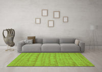 Machine Washable Abstract Green Contemporary Rug, wshcon5grn