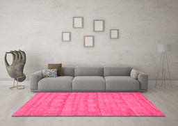 Machine Washable Abstract Pink Contemporary Rug in a Living Room, wshcon5pnk