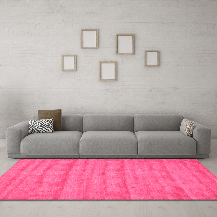 Machine Washable Abstract Pink Contemporary Rug in a Living Room, wshcon5pnk