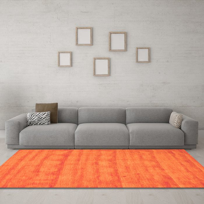 Machine Washable Abstract Orange Contemporary Area Rugs in a Living Room, wshcon5org