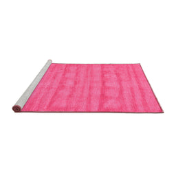 Sideview of Machine Washable Abstract Pink Contemporary Rug, wshcon5pnk