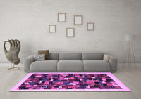 Machine Washable Abstract Purple Contemporary Rug, wshcon600pur