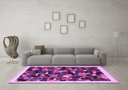 Machine Washable Abstract Purple Contemporary Area Rugs in a Living Room, wshcon600pur
