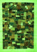 Serging Thickness of Machine Washable Abstract Green Contemporary Area Rugs, wshcon600grn