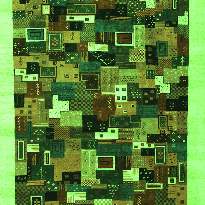 Serging Thickness of Machine Washable Abstract Green Contemporary Area Rugs, wshcon600grn