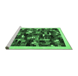 Sideview of Machine Washable Abstract Emerald Green Contemporary Area Rugs, wshcon600emgrn