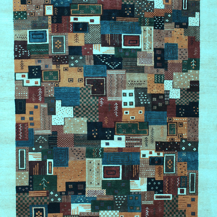 Abstract Light Blue Contemporary Rug, con600lblu