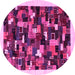 Round Abstract Pink Contemporary Rug, con600pnk