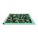 Sideview of Machine Washable Abstract Turquoise Contemporary Area Rugs, wshcon600turq