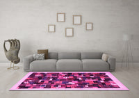 Machine Washable Abstract Pink Contemporary Rug, wshcon600pnk