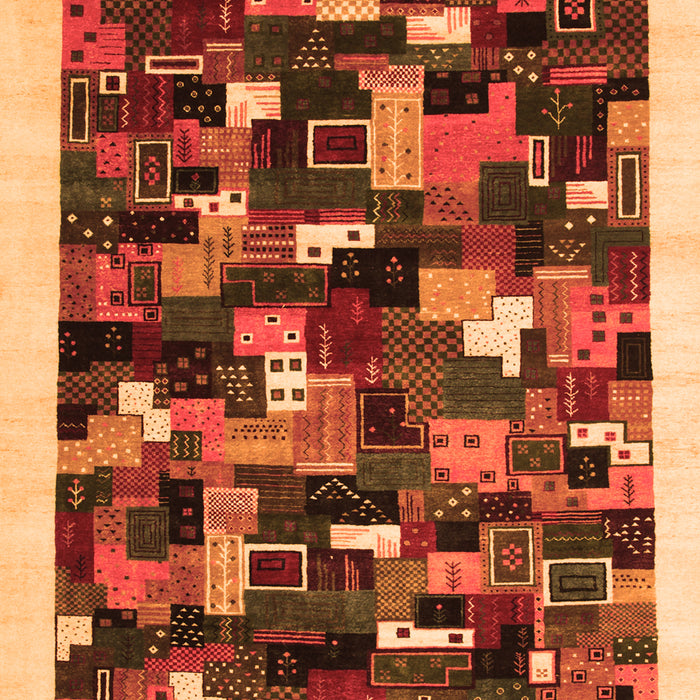 Serging Thickness of Machine Washable Abstract Orange Contemporary Area Rugs, wshcon600org