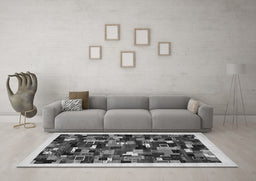 Machine Washable Abstract Gray Contemporary Rug in a Living Room,, wshcon600gry