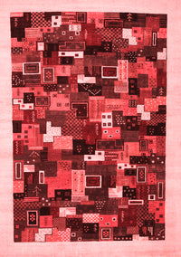 Abstract Red Contemporary Rug, con600red