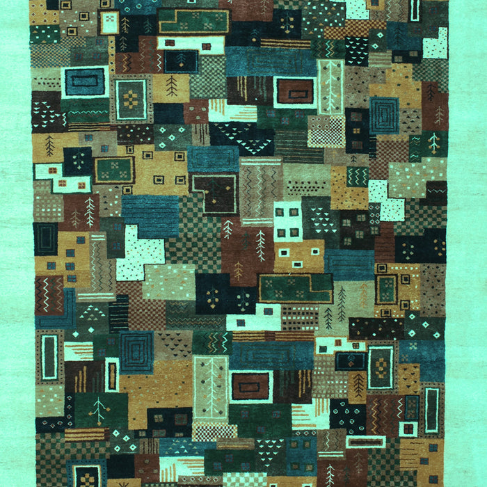 Abstract Turquoise Contemporary Rug, con600turq