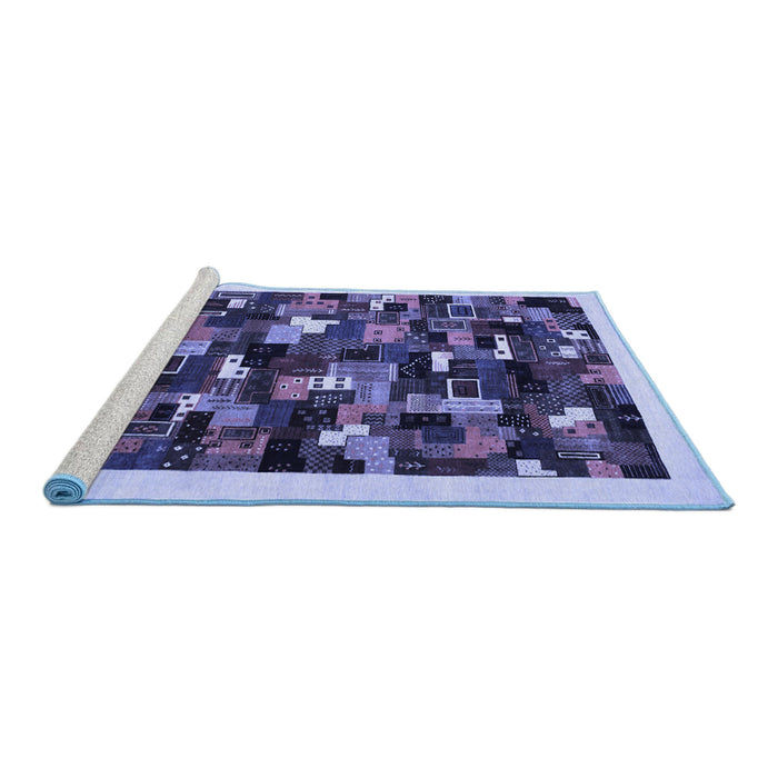 Sideview of Machine Washable Abstract Blue Contemporary Rug, wshcon600blu