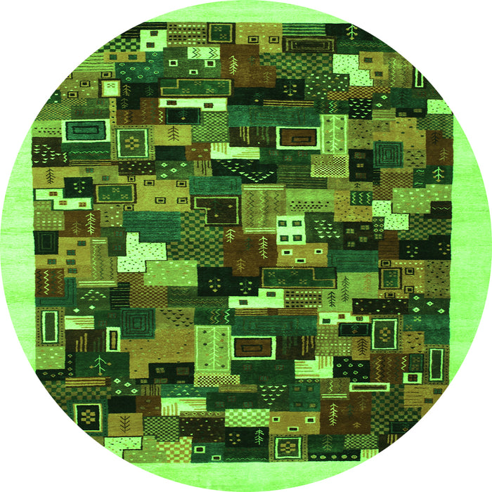 Square Abstract Green Contemporary Rug, con600grn