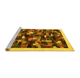Sideview of Machine Washable Abstract Yellow Contemporary Rug, wshcon600yw