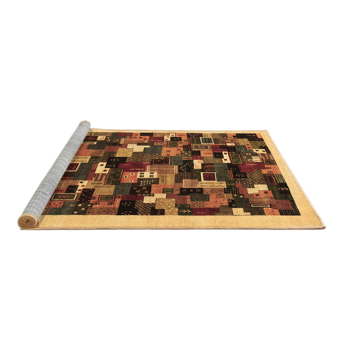 Sideview of Machine Washable Abstract Brown Contemporary Rug, wshcon600brn