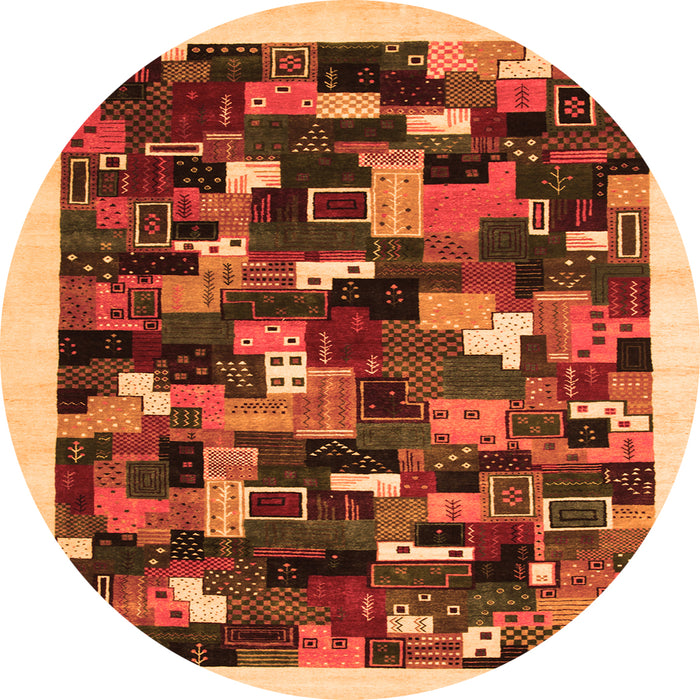 Square Abstract Orange Contemporary Rug, con600org