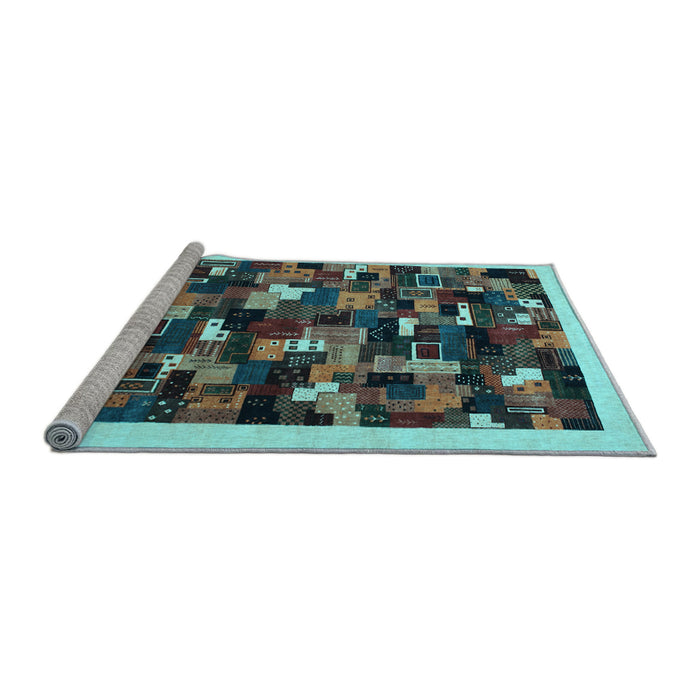 Sideview of Machine Washable Abstract Light Blue Contemporary Rug, wshcon600lblu