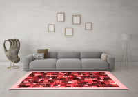 Machine Washable Abstract Red Contemporary Rug, wshcon600red
