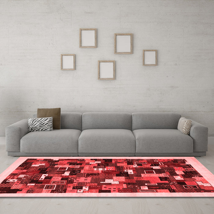 Contemporary Red Washable Rugs