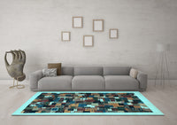 Machine Washable Abstract Light Blue Contemporary Rug, wshcon600lblu