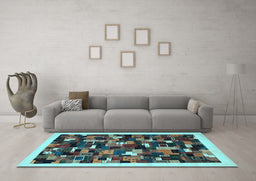 Machine Washable Abstract Light Blue Contemporary Rug in a Living Room, wshcon600lblu