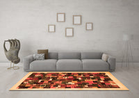 Machine Washable Abstract Orange Contemporary Rug, wshcon600org