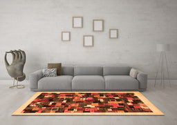Machine Washable Abstract Orange Contemporary Area Rugs in a Living Room, wshcon600org