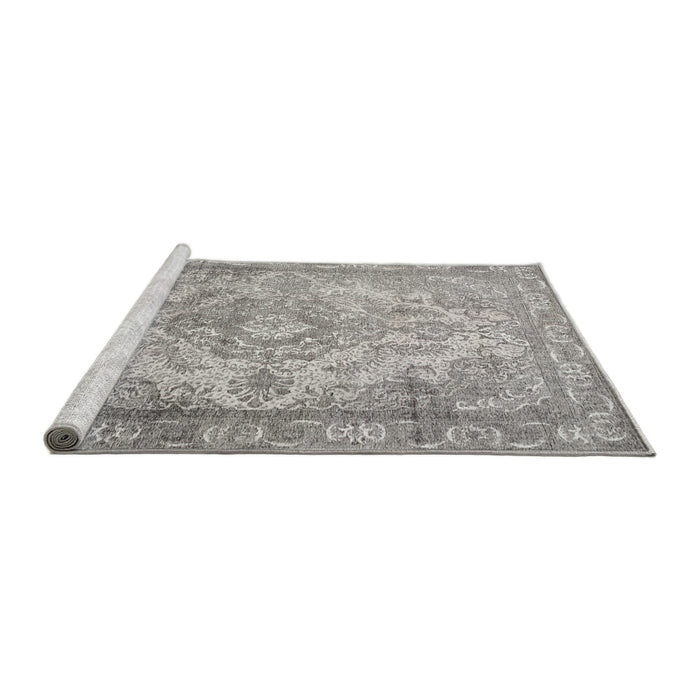 Serging Thickness of Machine Washable Contemporary Granite Gray Rug, wshcon601