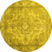 Round Abstract Yellow Contemporary Rug, con601yw