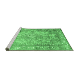 Sideview of Machine Washable Abstract Emerald Green Contemporary Area Rugs, wshcon601emgrn