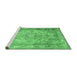 Sideview of Machine Washable Abstract Emerald Green Contemporary Area Rugs, wshcon601emgrn